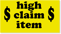 High Claim Item Label