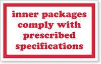 Inner Packages Comply with Prescribed Specifications