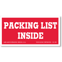 Packing List Inside Label