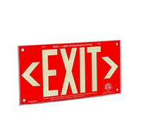Red background, wording EXIT