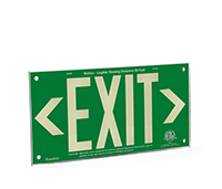 Green background, wording EXIT