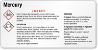 Mercury Danger Small GHS Chemical Label