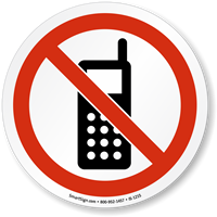 No Cell Phones Symbol ISO Prohibition Circular Sign