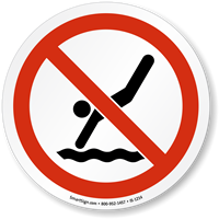 No Diving Symbol ISO Prohibition Circular Sign