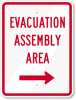 Evacuation Assembly Area Right Arrow Sign