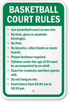 Basket Ball Court Rules Custom Sign
