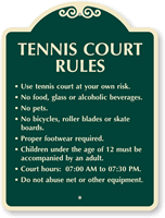 Custom Tennis Court Rules Sign