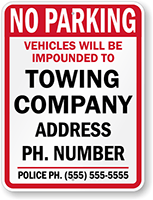 Custom No Parking Tow Away Sign (Nevada)