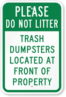Please Do not Litter   Property Sign
