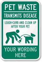 Pet Waste Transmits Disease, Leash-Curb Sign