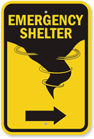 Emergency Shelter Sign with Right Arrow Symbol