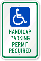 Handicapped Parking Permit Required Sign (with Graphic)