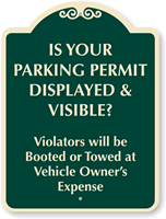 Is Your Parking Permit Displayed & Visible Sign