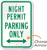 Night Permit Parking Only Arrow Sign