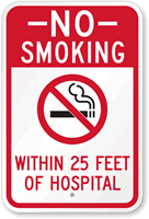 No Smoking Within 25 Feet Of Hospital Sign