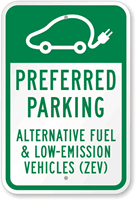 Preferred Parking Alternate Fuel & Low Emission Vehicles Sign