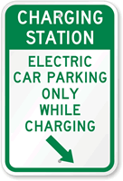 Electric Car Parking Only Sign (With Right Arrow)