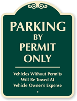Parking By Permit Only Vehicles Towed Sign