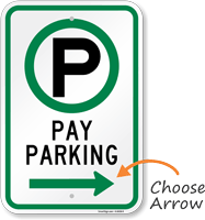 Pay Parking Sign with Arrow