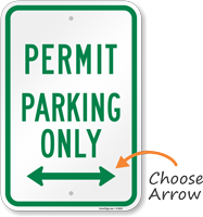 Permit Parking Only Sign with Arrow
