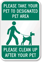 Pet Designated Area Clean Up Sign