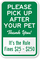 Pick Up After Your Pet Sign