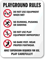 Playground Rules No Running Pushing Sign