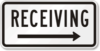 Receiving (arrow right) Parking Lot Sign