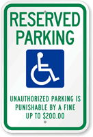 Reserved Parking Unauthorized Parking Punishable Sign
