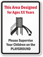 Area Designed For Ages Custom Playground Sign