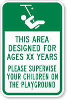 Area Designed For Ages Custom Playground Sign
