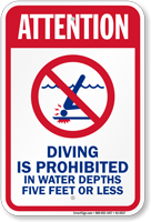 Attention Diving Is Prohibited Pool Sign