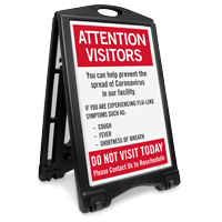 Attention Visitors Help Prevent The Spread Sidewalk Sign
