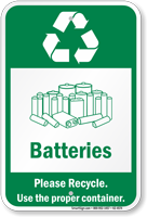 Batteries Please Recycle Sign