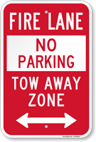Bidirectional Fire Lane, Tow-Away Zone Sign