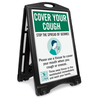 Cover Your Cough Stop The Spread of Germs Sidewalk Sign