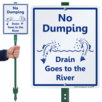 Drain Goes To The River LawnBoss Sign