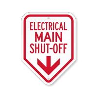 Electrical Main Shut-Off with Down Arrow Sign