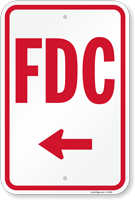 FDC (With Left Arrow) Fire and Emergency Sign