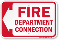 Fire Department Connection (With Left Arrow) Sign