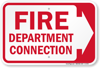 Fire Department Connection (With Right Arrow) Sign