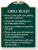 Clean Grills And Grilling Area After Use Sign