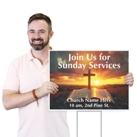 Join Us for Sunday Services Add Text Yard Religious Sign