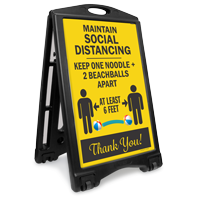 Maintain Social Distancing At Least 6 Feet Sidewalk Sign