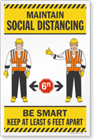 Maintain Social Distancing At Least 6 Ft Apart Sign Panel