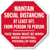 Maintain Social Distancing When Dropping Kids Sign