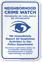 Neighborhood Crime Watch Sign (with crime watch symbol)