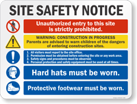 Notice Multi Message Job Site Safety Sign