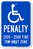 Tow Away Zone Handicapped Sign