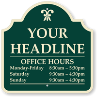 Customizable Business Hours Palladio Sign with Motif